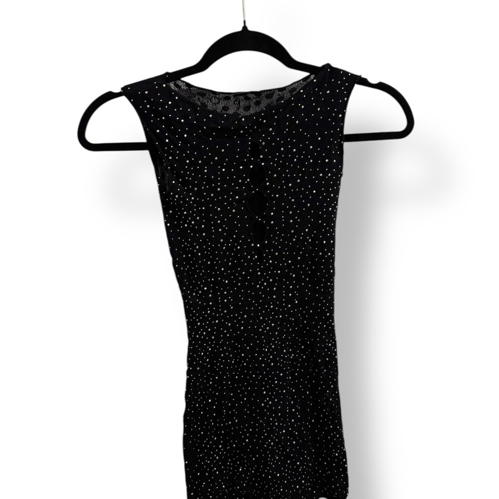 Black Sleeveless Rhinestone Dress
